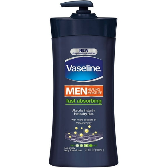 Vaseline Men Body & Face Lotion, Fast Absorbing 20.3 oz (Pack of 4)