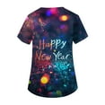 thumbnail image 4 of Garbnen Happy New Year Print Scrubs Tops for Women Plus Size Stretch V Neck Short Sleeve Women’s Shirts Xmas Valentine's Day Holiday Prints Nursing Medical Uniform, 4 of 6