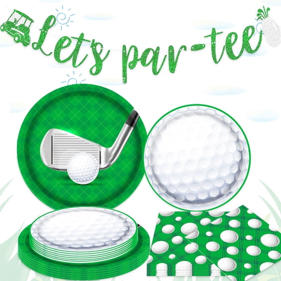 Golf Par-Tee Party Supplies Set - Let's Par-Tee Themed Disposable Tableware & Decorations for Golf Lovers