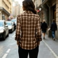 thumbnail image 4 of cocolona Womens Classic Shirts Plaid Color Block Long Sleeve Blouses Collared Button Down Business Work Tops Fall Outfits, 4 of 7