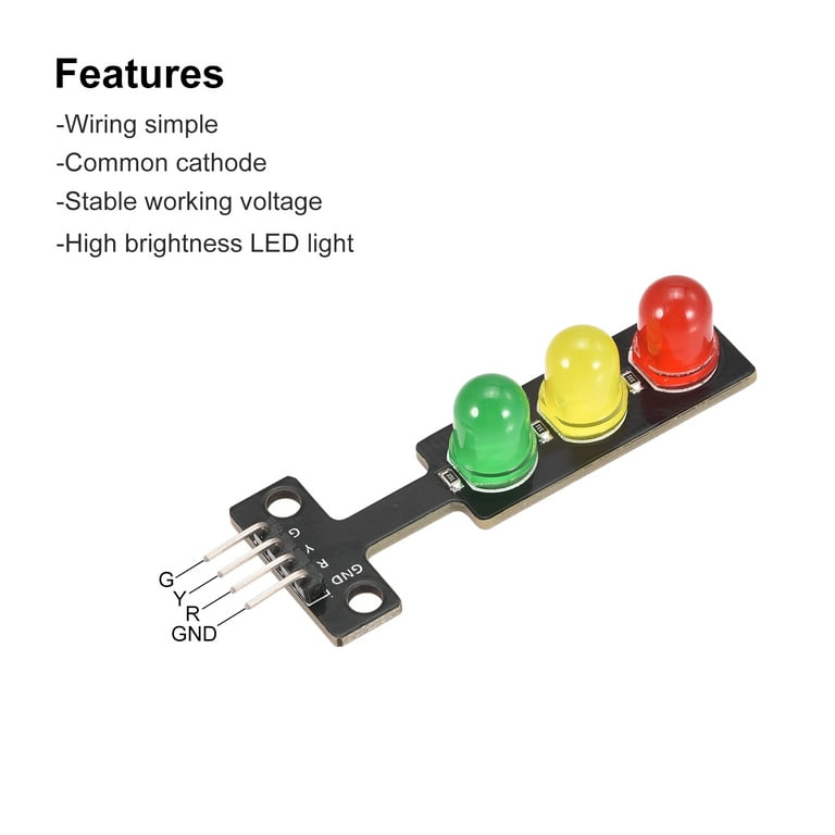 Uxcell Mini Traffic Light LED Display Module LED Board Red Yellow Green DC  5V for DIY Project, Pack of 2 