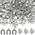 thumbnail image 1 of 200 amuletos de herradura plateados con forma de trébol de cuatro hojas de la suerte, ideales para bodas., 1 of 6