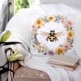 thumbnail image 4 of Spring Bee Wreath Decorative Pillowcase 16''x16'', Farmhouse Watercolor Floral Throw Pillow Covers Soft Cushion Case for Couch Sofa Bedroom Living Room, Pillowcase Boho Decor, 4 of 8
