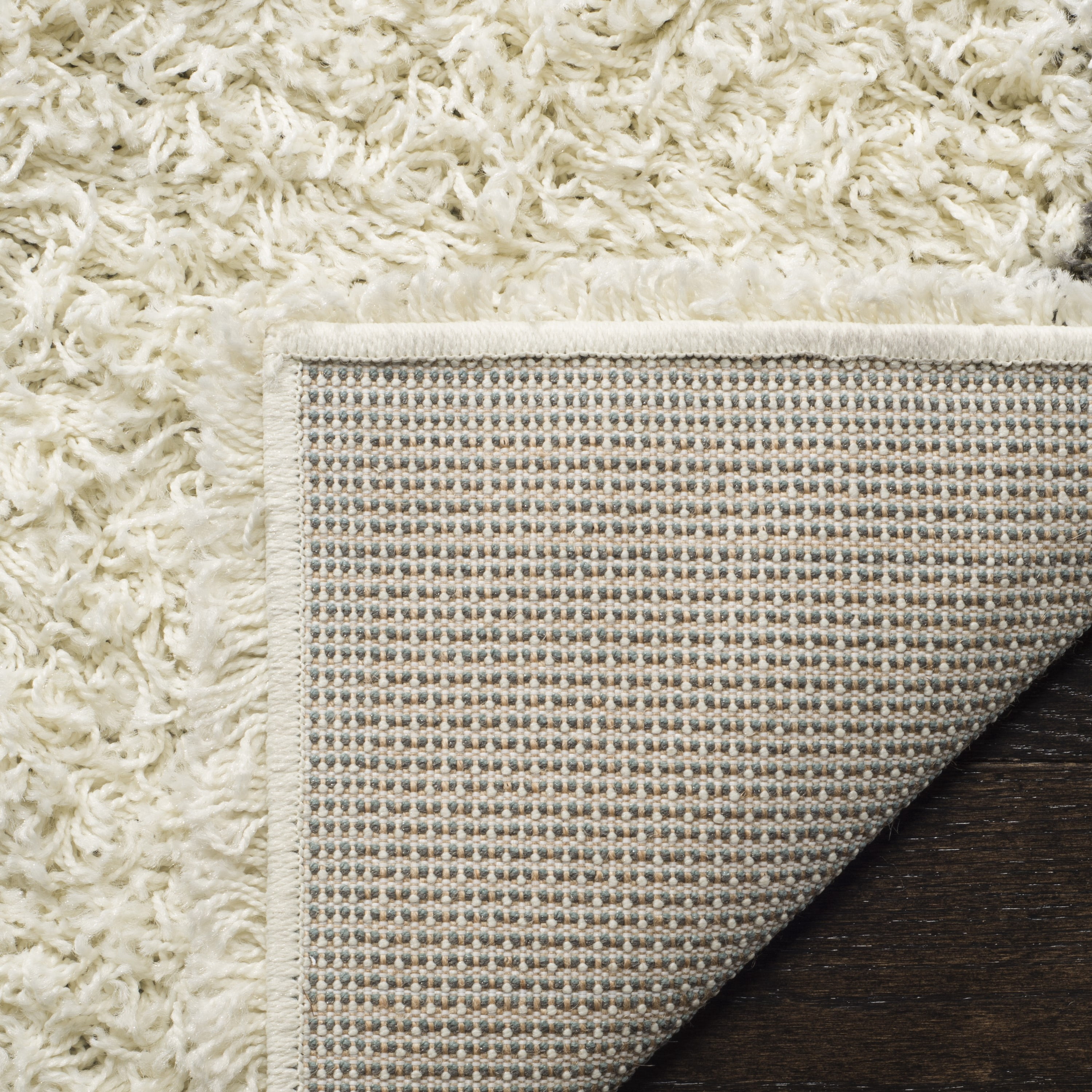 SAFAVIEH Dallas Logan Geometric Shag Area Rug, Ivory/Dark Grey, 4' x 4' Round