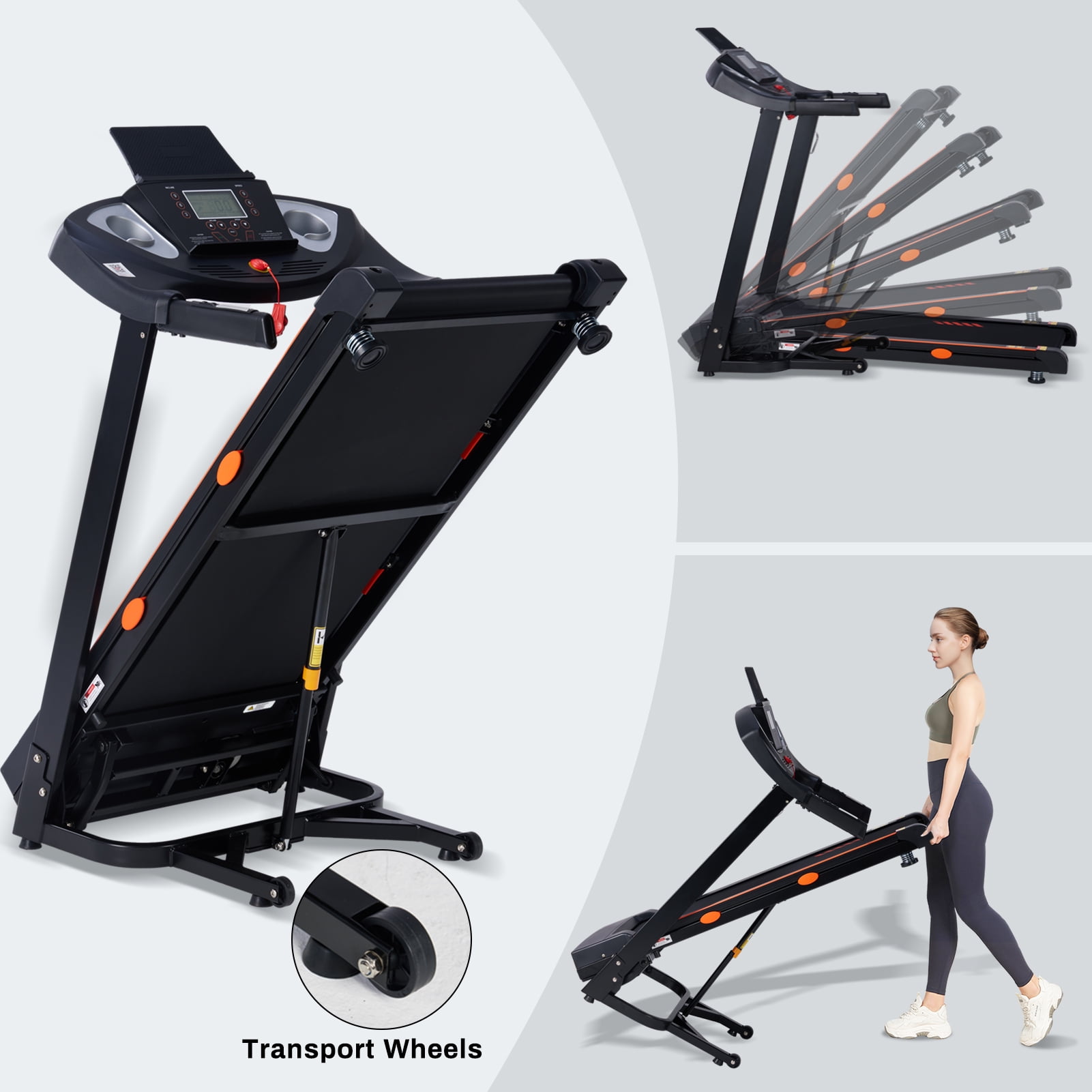 HUAGEED Electric Running Exercise Treadmill, Black, 300 lb