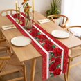 thumbnail image 3 of Red Roses Table Runner - 60 Inch Long, Kitchen Dining Table Runner Dresser Scarves, Valentine's Day Romantic Flowers Green Leaf Stripes Farmhouse Decor for Coffee Tables Wedding Party Banquet, 3 of 8
