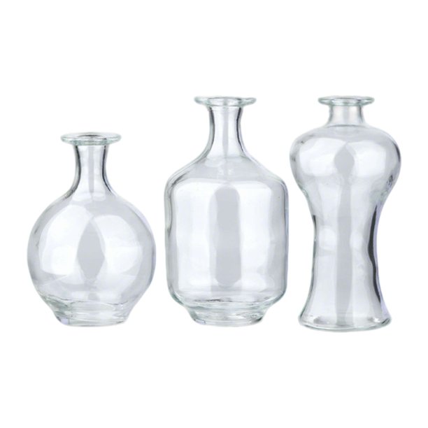 Juego de 3 jarrones de cristal pequeños para mesa, estilo moderno y minimalista, ideales para bodas. Claro