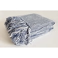 thumbnail image 4 of Fennco Styles Chenille Woven Striped Tassel Throw Blanket 50" W x 60" L - Navy Blue Soft Blanket for Bed, Couch, Sofa, Home, Office and Holidays Décor, 4 of 7