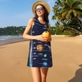 thumbnail image 3 of Kdxio Robe d'Été Imprimée Système Solaire pour Femmes, Décontractée, Sans Manches, Ample, avec Poche, 3 of 7