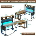 thumbnail image 6 of L Shaped Gaming Desk, Reversible Corner Desk with Power Outlet and Pegboard, L Shaped Desk with LED Lights for Home Office, Rustic Brown, 6 of 7