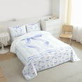 thumbnail image 3 of jejeloiu Kawaii Bowknot Ribbon Twin Comforter Sets,Blue Flower Blossom Bedding Set For Girls Teens Reversible 2 Pieces, 3 of 8