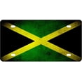 thumbnail image 1 of Jamaica License Plate Cover Scrawl Flag Yellow Black Green Cover with Screw Cap, 1 of 4
