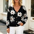 thumbnail image 2 of Enjoytime Womens Cardigan Floral Print V Neck Long Sleeve Button Down Knit Sweaters Tops Cozy Soft Loose Casual Cardigans, 2 of 8