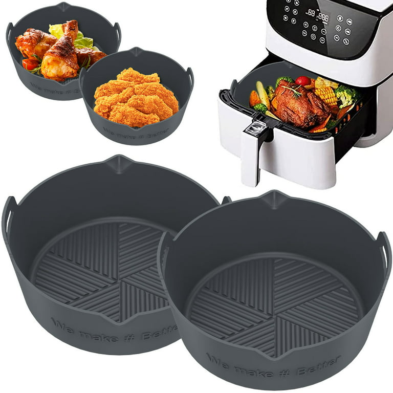 Gpoty 4Pcs Air Fryer Silicone Pot with Handle Reusable Air Fryer Liner Heat  Resistant Air Fryer Silicone Basket Square Baking Pan Air Fryer