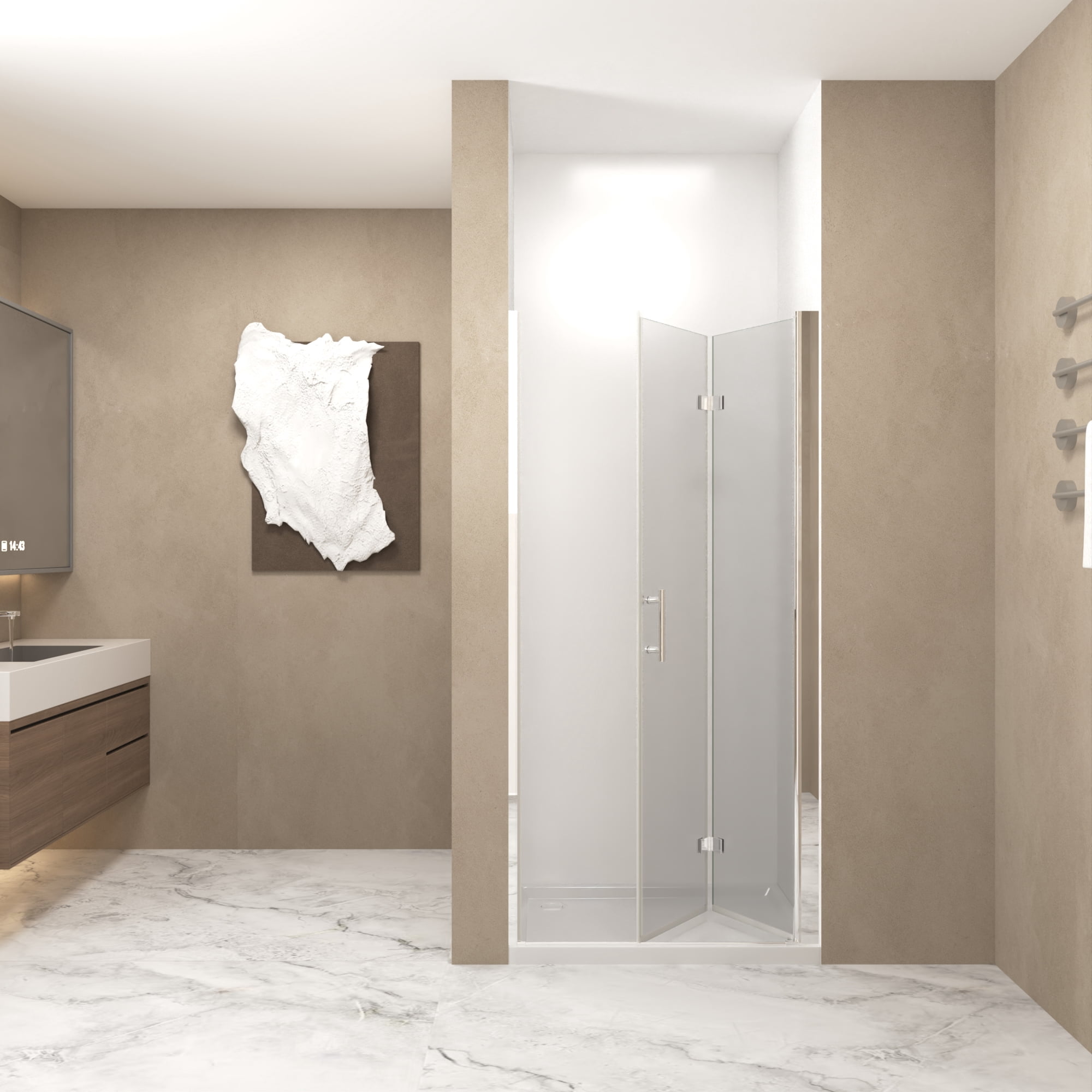 Leumius 36-37" x 72" Bifold Shower Door,Half Frame Shower Door,1/4"(6mm) Tempered Glass with Chrome Aluminum Frame