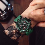 MEGIR Fashion Sports Quartz Watch Men Large Dial Silicone Wristwatch Waterproof Luminous Chronograph