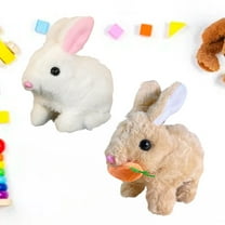 Realistic Bunny Toy, Bunny Toys Educational Interactive Toys, Easter Plush Stuffed Bunny Toy Walking Rabbit Educational Toys for Kids, Hopping Wiggle Ears Twitch Nose(AI-2PCS)