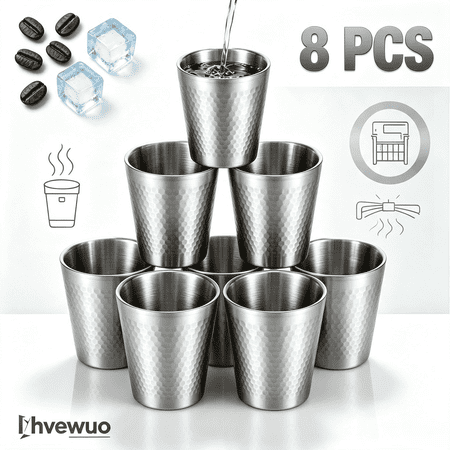 Ihvewuo Double-Wall Stainless Steel Cups, 8-Pack 10 oz