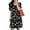 Black, variant on VONDA Women V-Neck Puff Sleeve Floral Printed Vintage Mini Dress