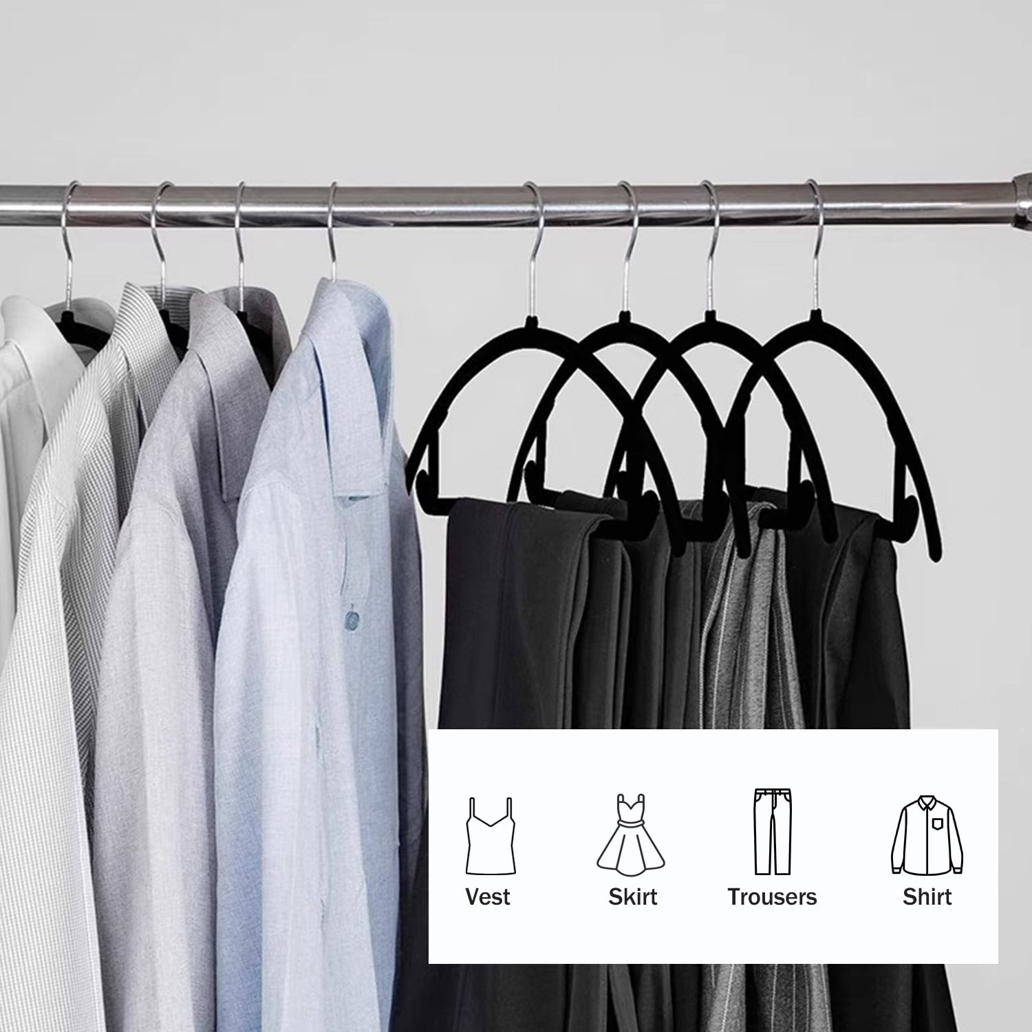 EasyPAG 50 Pack Velvet Hangers Non Slip Clothes Hangers Space Saving Black Hanger Heavy Duty Coat Hanger No Shoulder Bump Focked Hanger with 360° Swivel Hook for Closet