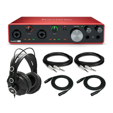 Focusrite Scarlett 8i6 3rd Gen 8x6 USB Audio Interface with Headphones Bundle