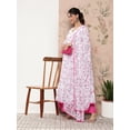 thumbnail image 2 of Janasya Indian Women's White Georgette Floral Printed Kurta with Flared Palazzo and Dupatta, 2 of 6