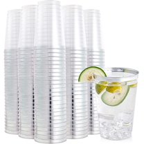 200 Pack 12 oz Silver Rimmed Plastic Cups, Clear Plastic Cup 12 Ounce Tumblers, Heavy-duty & Fancy Disposable Cups with Silver Rim for Wedding Cups Elegant Party