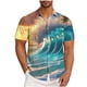 thumbnail image 2 of Blusa y camisa de manga corta con cuello vuelto para hombre, blusa informal de moda con cuello vuelto, blusa estampada de manga corta con botones, blusa de poliéster para hombre, 2 of 6