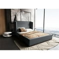 thumbnail image 2 of Manhattan Comfort Lenyx Faux Leather Queen Size Bed Frame in Graphite Gray, 2 of 8