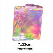 50pcs/lot Iridescent Self Sealing OPP Bags Laser Iridescent Pink Ziplock Resealable Bag for Jewelry Retail Packaging Bag Pouches 7x11cm