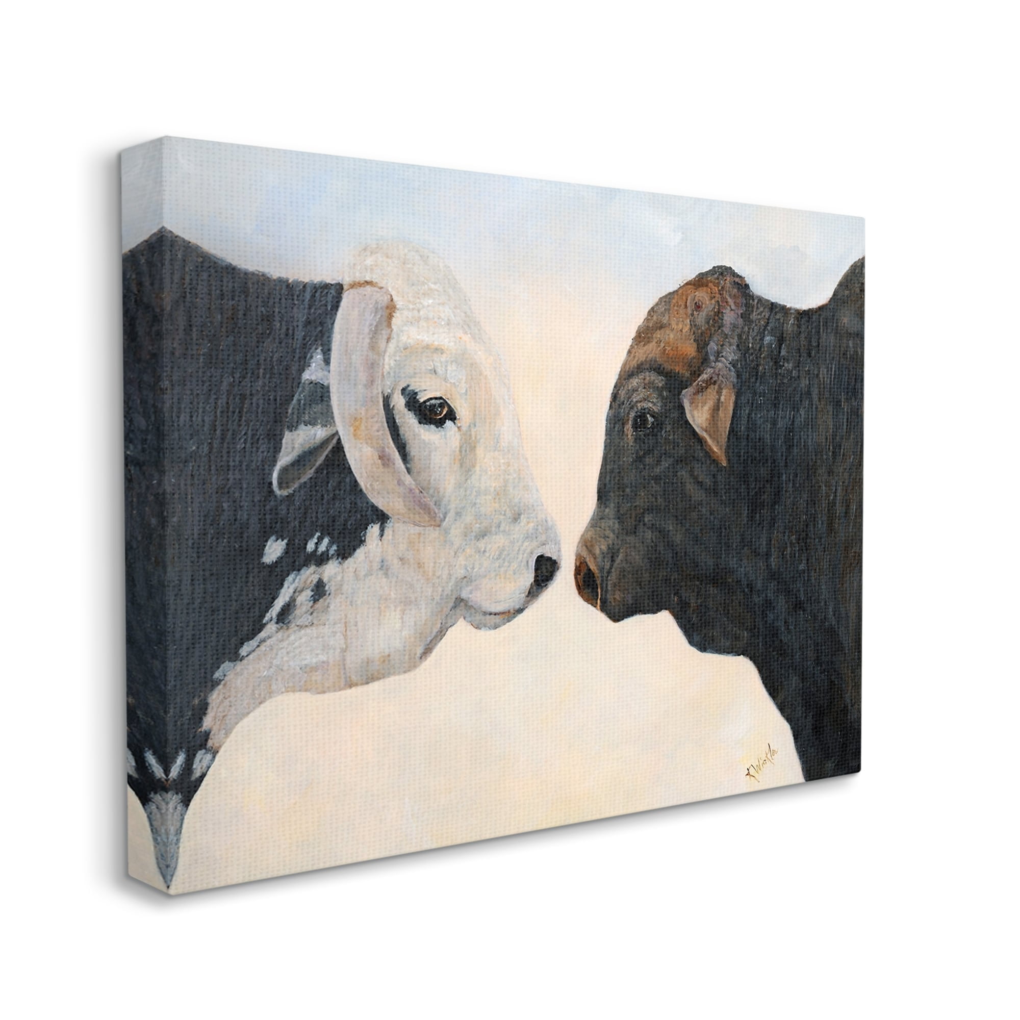 Stupell Oxen Cattle Duo Rural Wildlife Animals & Insects Painting Gallery Wrapped Canvas Print Wall Art