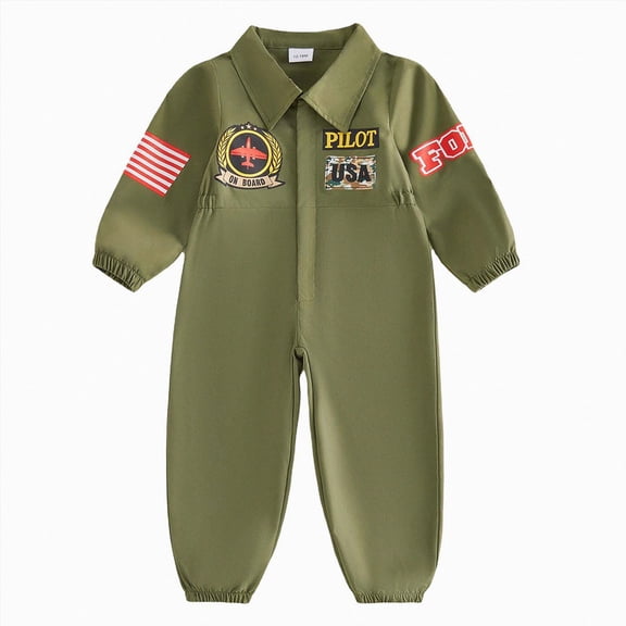 2-3 Years Baby Boys Girls Jumpsuit Pilot Uniform Patchwork