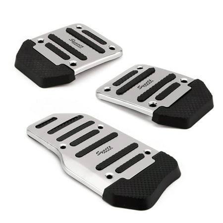 Chrome Transmission Cover (HDE 3 Piece Non Slip Pedal Kit Gas Clutch Brake Cover Pads for Manual Transmission Vehicles (Chrome and)
