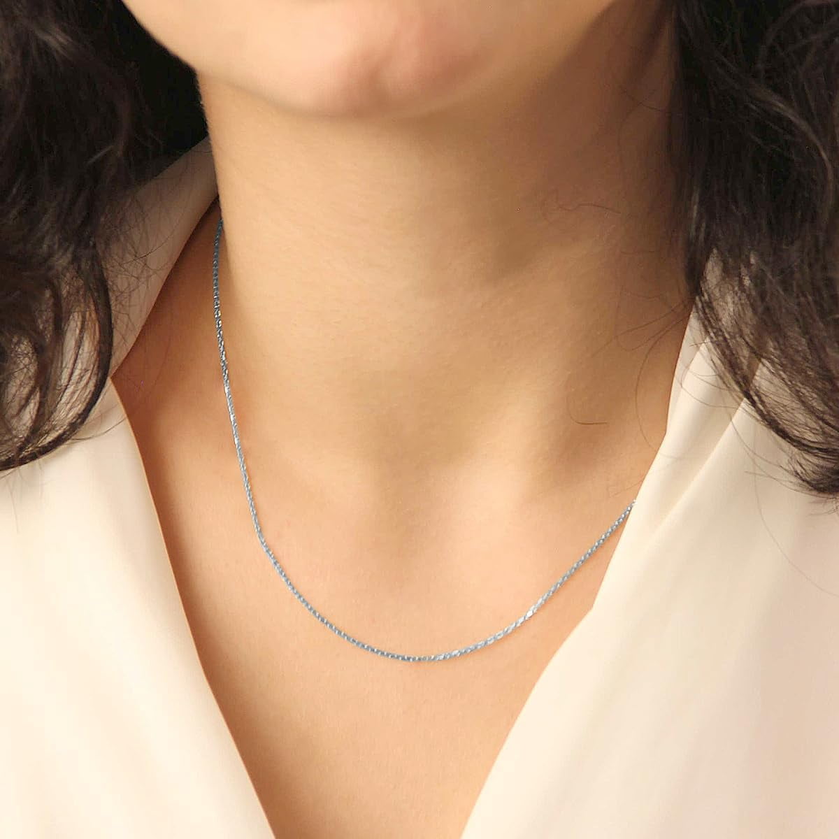 925 Sterling Silver Cable Chain 1MM Italian Cable Chain Necklace for Women Men 18, 20, 22, 24, 26 Inches