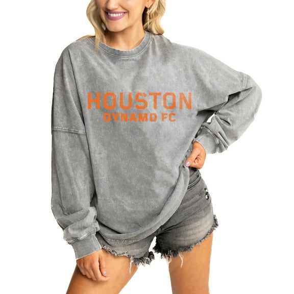 Women's Gameday Couture Gray Houston Dynamo FC Faded Wash Pullover Sweatshirt