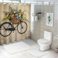 thumbnail image 7 of Pratyus Flowers Bicycle Folk Art Printed Shower Curtain Decor 100% Polyester Fiber Bathroom Decoration with Hooks 60x72, 7 of 7
