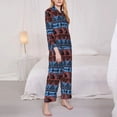 thumbnail image 3 of Salouo Vintage Corn Pattern in Red Blue Pattern Women's Pajamas Set Long Sleeve Button Down Sleepwear Soft Pj Lounge Sets for women 2 Piece Pjs Set with Long Pants-Small, 3 of 7