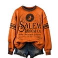 thumbnail image 2 of Women's Salem Broom Company Printed Sweatshirt Halloween Salem 1692 Spooky Season Shirts Crewneck Hocus Pocus Pullover Tops Orange XXL, 2 of 4