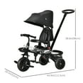 thumbnail image 4 of Qaba Baby Tricycle 4 In 1 Trike w/ Reversible Angle Adjustable Seat Removable Handle Canopy Handrail Belt Storage Footrest Brake Clutch for 1-5 Years Old Black, 4 of 11