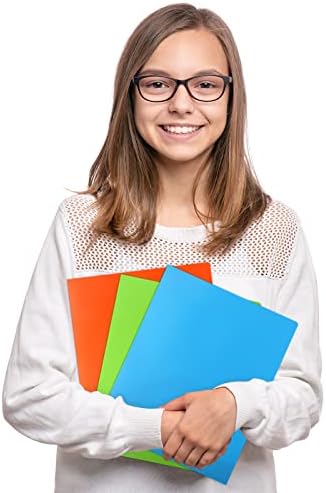 Tekola 24pcs Folders with Pockets, Plastic Pocket Folders, 2 Pocket Folders with 2 Business Card Holder, 6 Colors, Letter Size, A4 Size, for Office, Teaching, Students and School