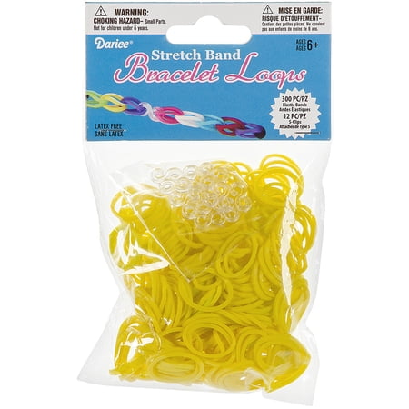 Stretch Band Bracelet Loops 300/Pkg W/12 Clips-Yellow, Pk 6, Darice