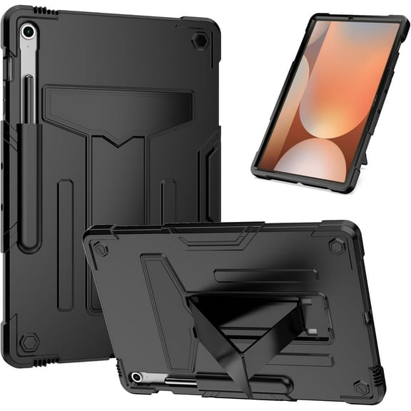 elitegadget Case for Samsung Galaxy Tab S10 FE /S10 FE Plus 13.1 Inch 2025 Released - Dual Layer Protective Hybrid Cover Case with Kickstand (Black/Black)