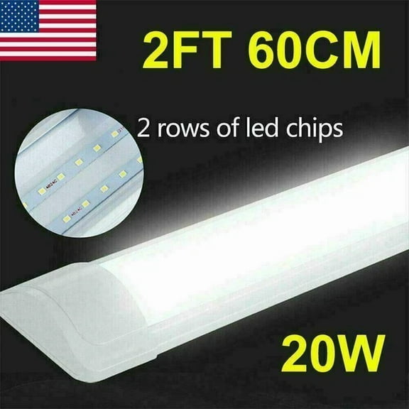 Led Batten Tube Light Shop Light 2Ft Workbench Garage Ceiling Lamp Fixture 6500K