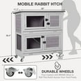 thumbnail image 4 of Rabbit Hutch Indoor with Trap Door Rabbit Cage with 4 Casters Bunny cage 2 Story & 2 Trays Guinea Pig Cage 36 inchs, 4 of 5