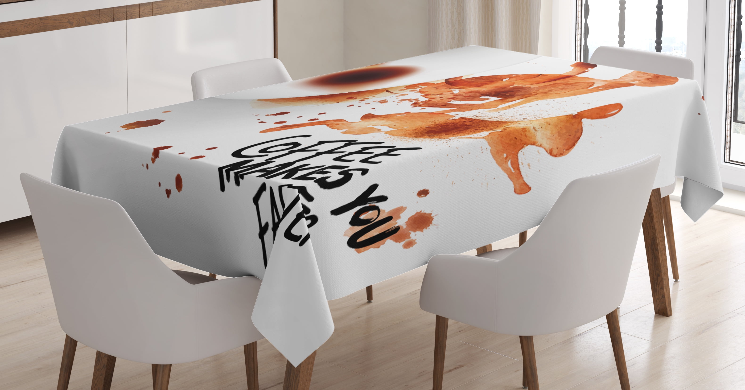 Coffee Art Tablecloth Drink And Be Inspired Makes You Faster Coffee Art Tablecloth Drink And Be Inspired Makes You Faster E Espresso Stain Rectangular Table Cover For Dining Room Kitchen 60 X 90 Inches