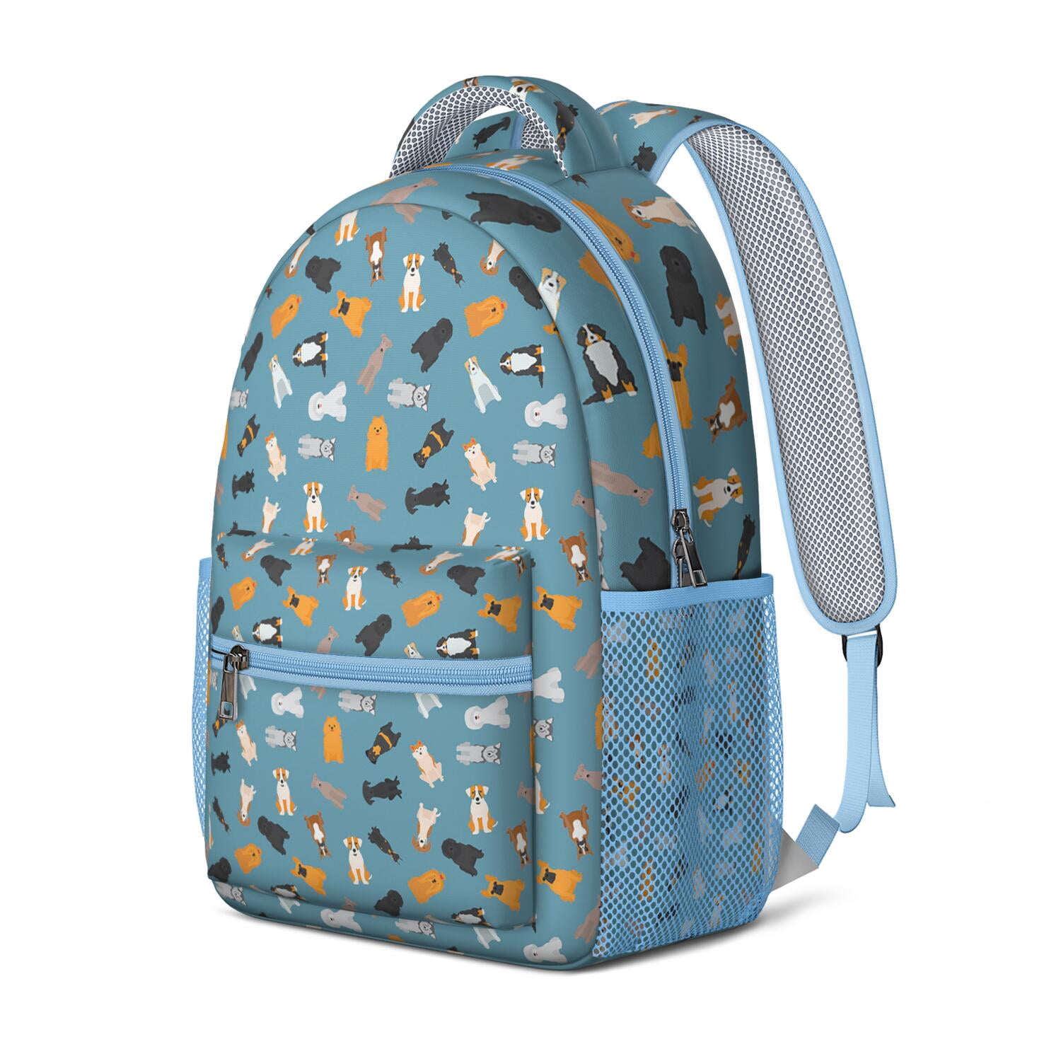 Vintage Puppy Illustration Backpack - Modern Design with Neutral Tones for Teens