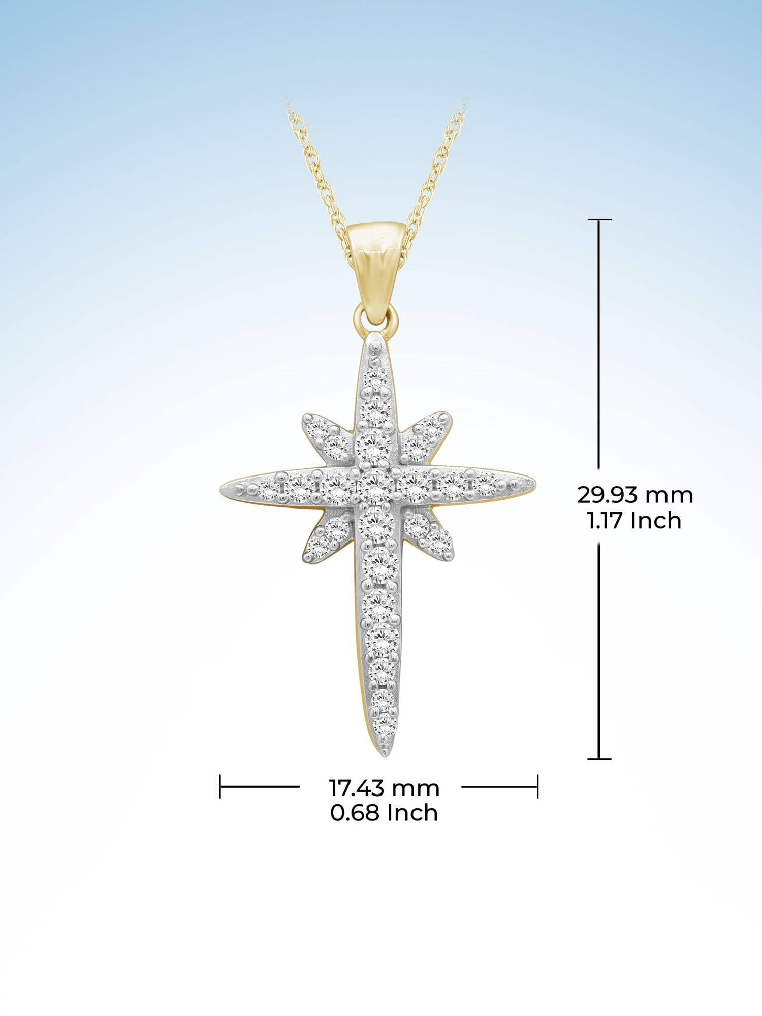 JewelersClub 1/2 Carat T.W. White Diamond 14K Gold Over Silver Cross Pendant