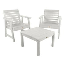 Highwood 3-pc Weatherly Garden Chair Set with 1 Square Side Table - Outdoor, Eco-friendly, Synthetic Wood