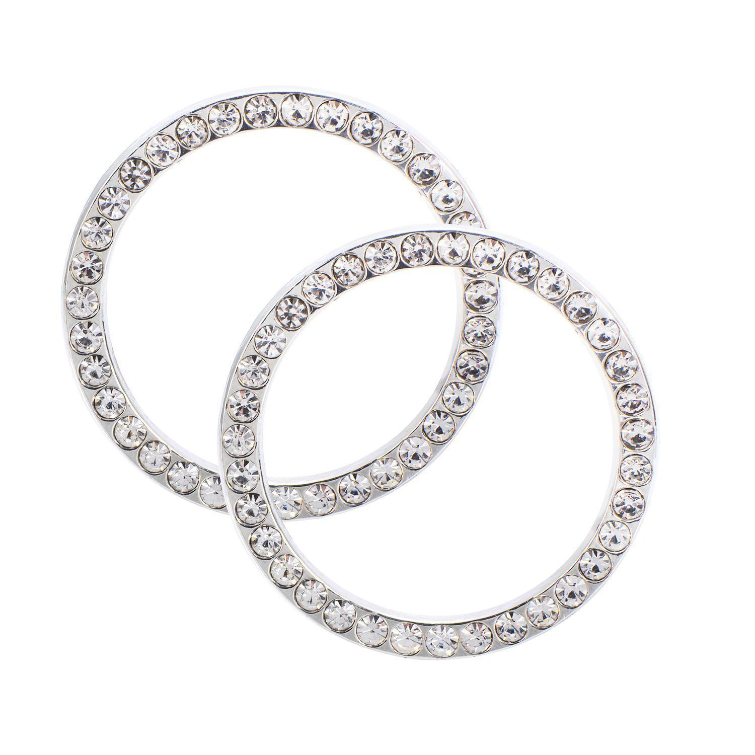 Car Bling Button Start Switch Diamond Rhinestone Ring Decor Silver Accessories 