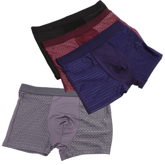 FELTECHELECTR 4Pcs Mens Ice Silk Briefs With Pouch Underwear Briefs For College Casual Wear Viscose Fiber